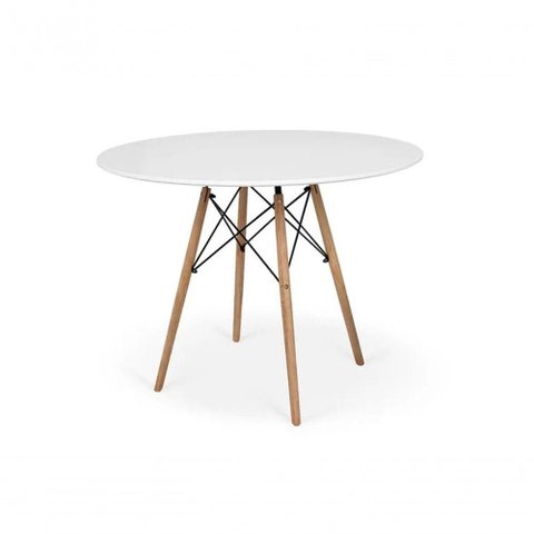 Mesa Redonda Eames 100cm Branco 4 Cadeiras Preto