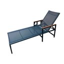 Ver imagem 1 de Espreguiçadeira para Área Piscina Alumínio Preto Lisboa com Braço Detalhe em Madeira