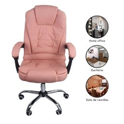 Cadeira de Escritório Presidente Reclinável Ergonômica - Rosa - 2