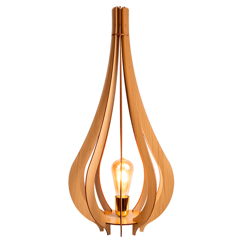 Abajur Luminária Chão Vazado Gota Madeira Mdf Rustico Pequena Cor:marfim