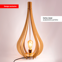 Ver imagem 3 de Abajur Luminária Chão Vazado Gota Madeira Mdf Rustico Pequena Cor:marfim