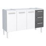 Gabinete de Cozinha para Pia 150 em Aço Vênus 3 Gavetas Branco/preto - Cozimax - 1