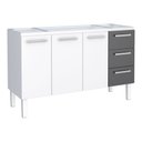 Ver imagem 1 de Gabinete de Cozinha para Pia 150 em Aço Vênus 3 Gavetas Branco/preto - Cozimax