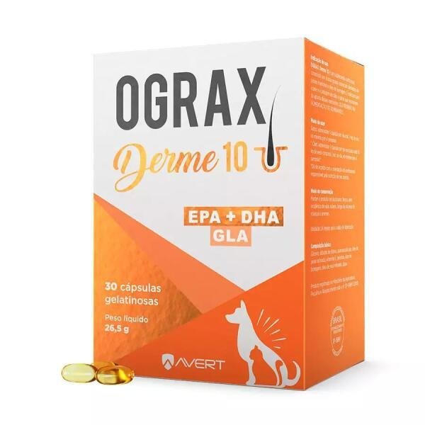 Suplemento Para Cães E Gatos Avert Ograx Derme 10