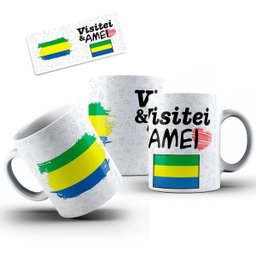 Caneca Cerâmica Bandeira Gabão Visitei E Amei Viagem - 2