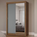 Ver imagem 1 de Guarda-roupa Solteiro 2 Portas de Correr com Espelho Rustic/cinza Milano Madesa