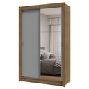 Ver imagem 3 de Guarda-roupa Solteiro 2 Portas de Correr com Espelho Rustic/cinza Milano Madesa