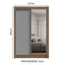 Ver imagem 4 de Guarda-roupa Solteiro 2 Portas de Correr com Espelho Rustic/cinza Milano Madesa