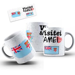 Caneca Cerâmica Bandeira Fiji Visitei E Amei Viagem - 2