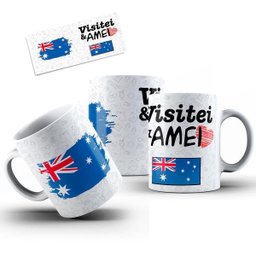 Caneca Cerâmica Bandeira Austrália Visitei E Amei Viagem - 2