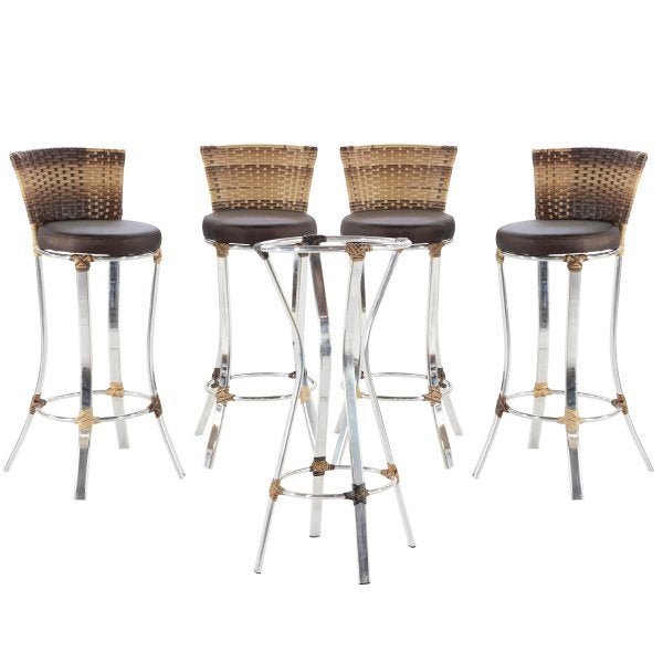 Conjunto 4 Banquetas e Mesa Bistrô Alumínio AURORA para área, edícula, sacada - VL DECOR 07 - 1