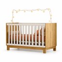 Ver imagem 4 de Kit Quarto de Bebê Flora Guarda Roupa Cômoda Berço Mini Cama Colchão 130x70 D18 Qmovi