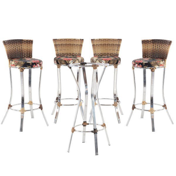 Kit 4 Banquetas De alumínio com Mesa Bitrô, para área, edícula, bar, bancada - VL DECOR 18 - 1