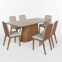 Ver imagem 2 de Conjunto Mesa Olívia 200cm com Vidro 06 Cadeiras Pietra Marrom/Nature/Caramelo/Bege
