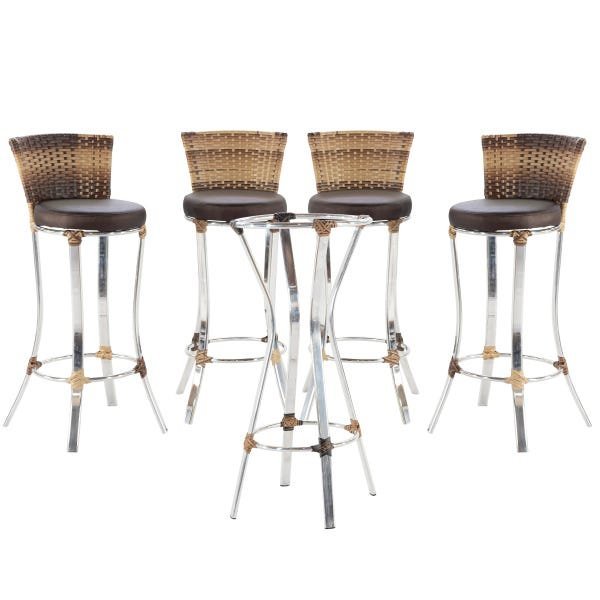 Kit 4 Banquetas De alumínio com Mesa Bitrô, para área, edícula, bar, bancada - VL DECOR 03 - 1