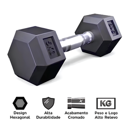 Fit Kit 2x Halteres com Borracha / Barra de Metal - 5kg - 2