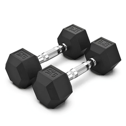 Fit Kit 2x Halteres com Borracha / Barra de Metal - 5kg - 3