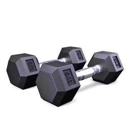 Fit Kit 2x Halteres com Borracha / Barra de Metal - 5kg - 1