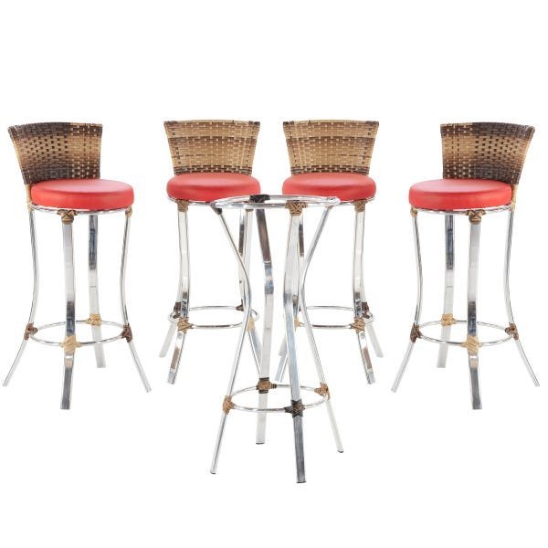 Conjunto 4 Banquetas e Mesa Bistrô Alumínio AURORA para área, edícula, sacada - VL DECOR 03 - 1