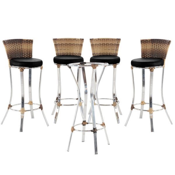 Conjunto 4 Banquetas e Mesa Bistrô Alumínio AURORA para área, edícula, sacada - VL DECOR 09 - 1