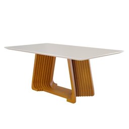Mesa de Jantar Moderna Madeira Maciça com Vidro 2,40x1,10m - Turmalina - Harmonia Salas - 1