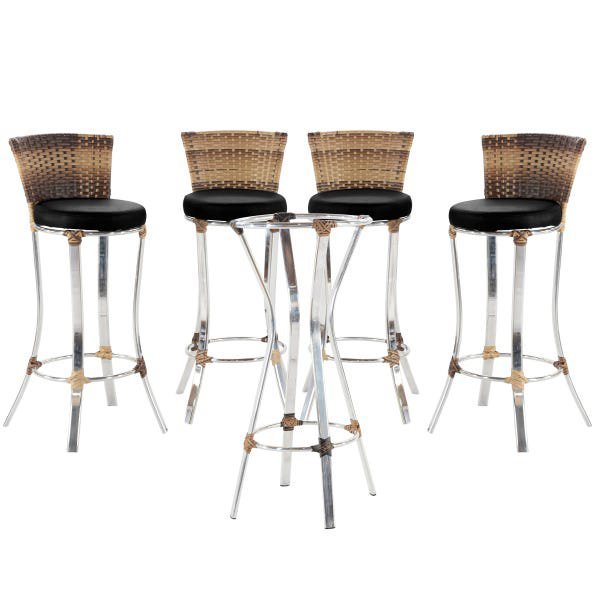 Kit 4 Banquetas De alumínio com Mesa Bitrô, para área, edícula, bar, bancada - VL DECOR 06 - 1