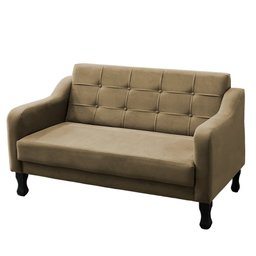 Sofa Namoradeira Decorativa Bella 2 Lugares Sala Recepção Escritorio - Lobo Shopp:bege - 2