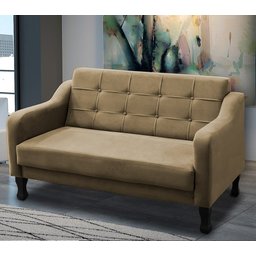 Sofa Namoradeira Decorativa Bella 2 Lugares Sala Recepção Escritorio - Lobo Shopp:bege - 1