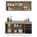 Ver imagem 3 de Armário Líbia e Balcão com Pia Inox 150cm Tunísia L03 Castanho/Preto - Mpozenato