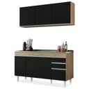 Ver imagem 1 de Armário Líbia e Balcão com Pia Inox 150cm Tunísia L03 Castanho/Preto - Mpozenato