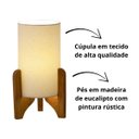 Ver imagem 3 de Abajur de Mesa Vitória Decorativo Pés Madeira Cúpula Tecido:palha