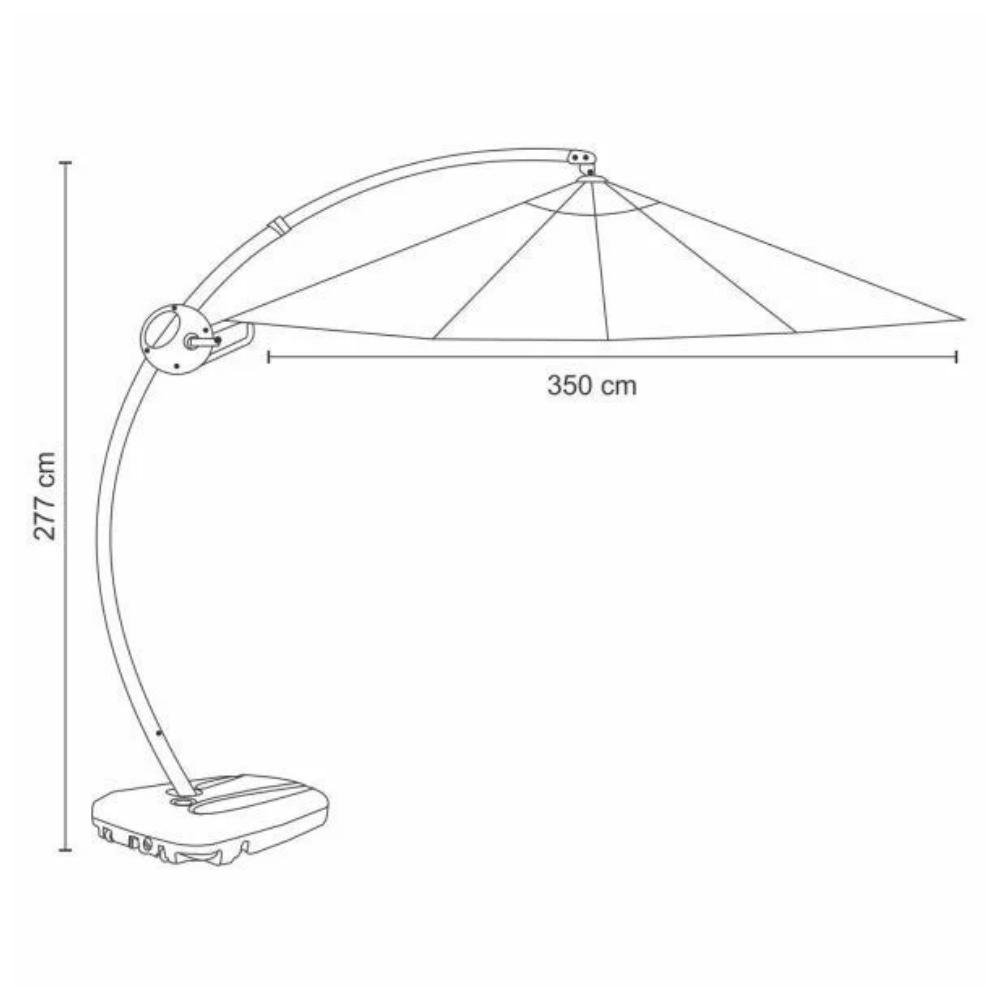 Ombrelone Lateral Barbados Rivatti 350cm em Alumínio com Base Capa em Poliéster Cru - 2