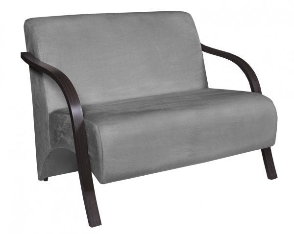 Poltrona Decorativa 2 Lugares Vênus Braço Pé Alumínio Confortável para Sala Espera D Salla Suede Gra - 1
