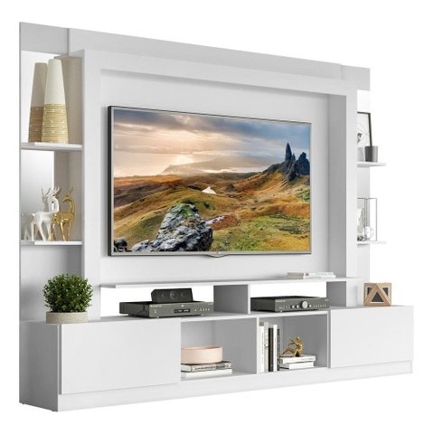 Estante com Suporte Tv 65" Prateleiras C/ Espelho Oslo Multimóveis V3385