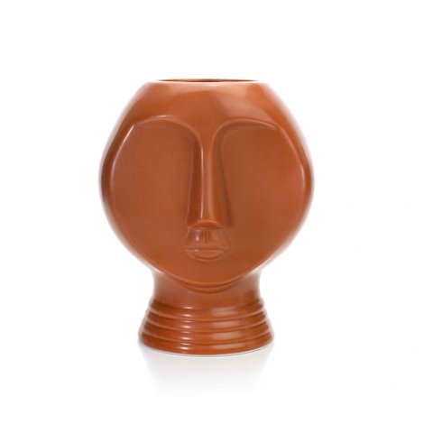 Vaso Decorativo Rosto em Cerâmica Terracota 18x14 cm - D’Rossi