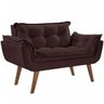 Poltrona Namoradeira Opalla D Salla Suede Base Palito Marrom - 1