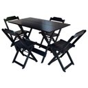 Ver imagem 1 de Conjunto de Mesa Dobrável 1,20x70 em Madeira Maciça C/04 Cadeiras - Preto