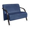 Poltrona Namoradeira Vênus D Salla Suede Braço Madeira Azul Bic - 1