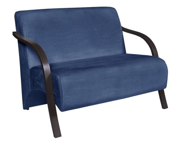 Poltrona Namoradeira Vênus D Salla Suede Braço Madeira Azul Bic - 1