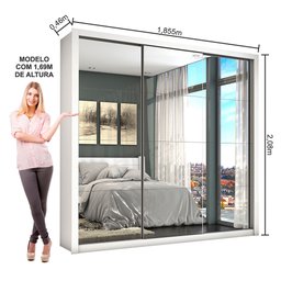 Guarda Roupa 3 Portas de Correr com Espelho Conquista Premium - 3