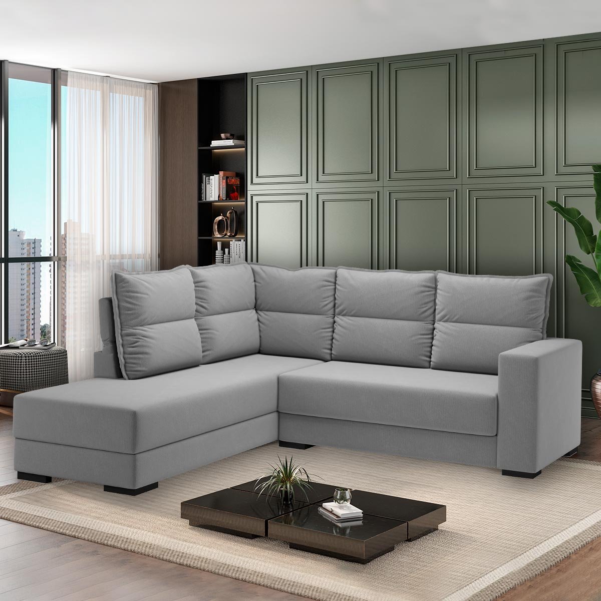 Sofá de Canto Pequeno Maori 228x197Cm Chaise Confortável Espuma D23 ...