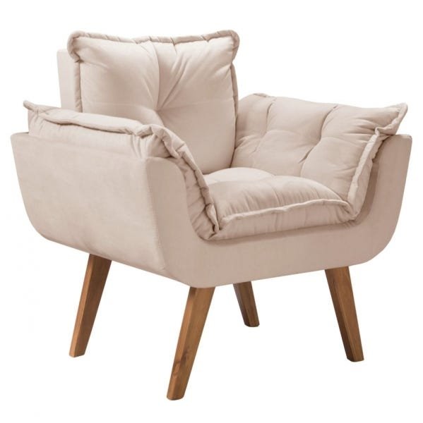 Poltrona Decorativa Opala Pé Palito D'Salla Bege - 1