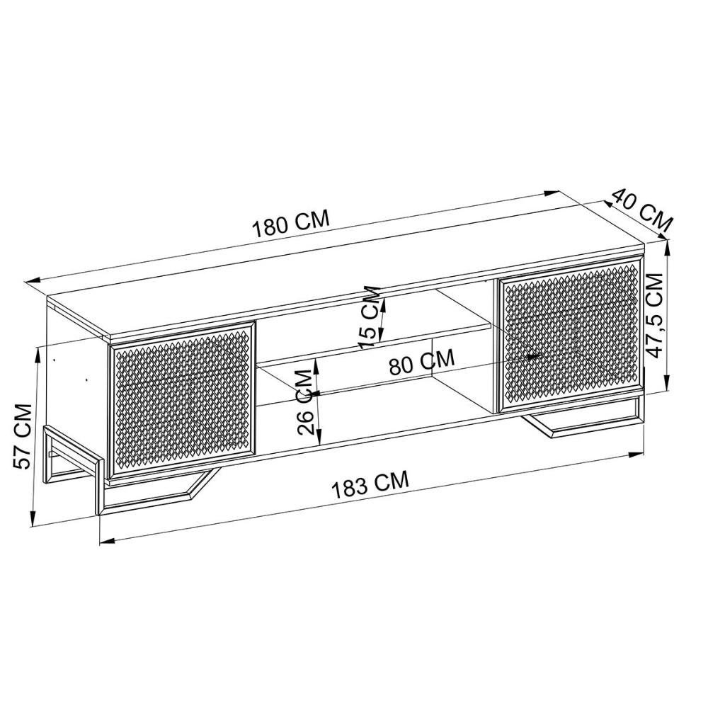 Rack Industrial para Tv com 2 Portas e Pés em Aço 1,83 M Cor:preto - 4