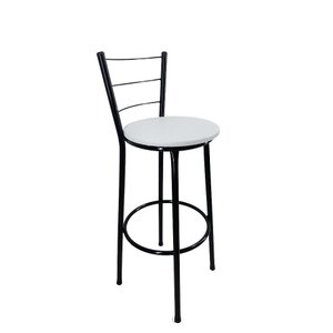 Banqueta Alta Preta Cozinha Gourmet Americana - Branco