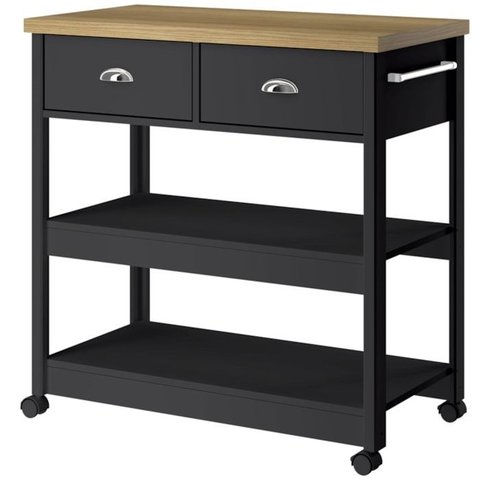 Aparador Carrinho Café 2 Gavetas 85 Cm Ba135 Preto Dtall