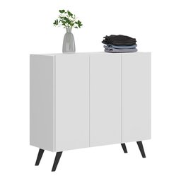 Armário Lavanderia Retrô com 3 Portas 90 cm Multimóveis MP5033 Branco/Preto - 2