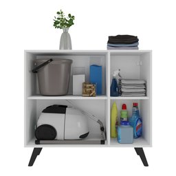 Armário Lavanderia Retrô com 3 Portas 90 cm Multimóveis MP5033 Branco/Preto - 4