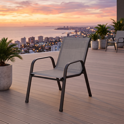 Cadeira Premium para Área Externa Grafite em Tela Sling Pex