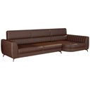 Ver imagem 1 de Sofá com Chaise 3 Lugares 260cm Flames Courino Marrom - Sallar Home