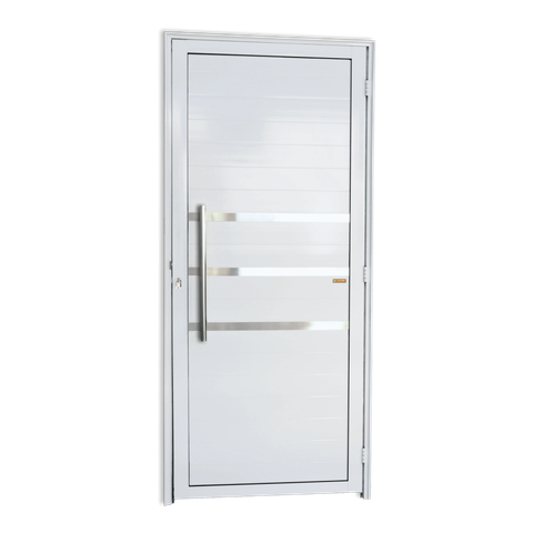 Porta Alumínio Lambril c/Friso c/Puxador e.Branco 100 Brimak